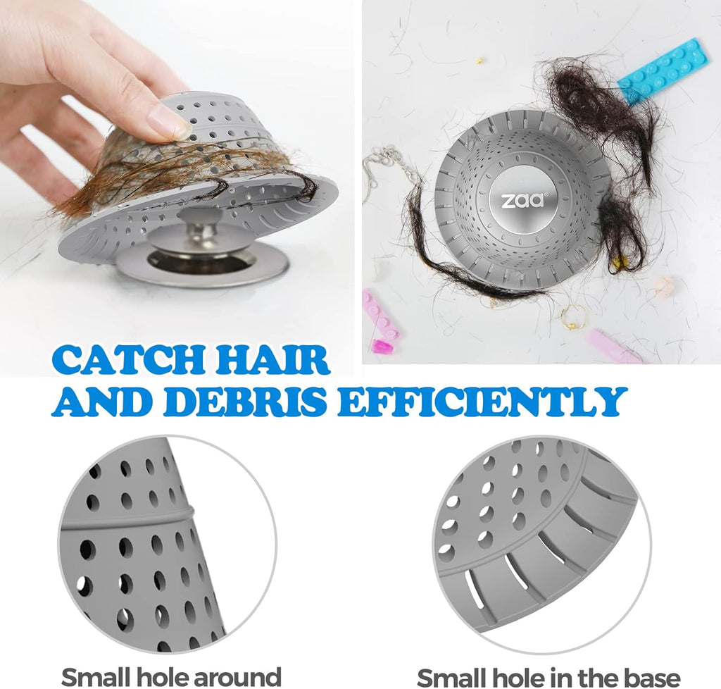 zaa Bathtub Drain Hair Catcher, Premium Silicone Shower Hair Catcher, 1Pack