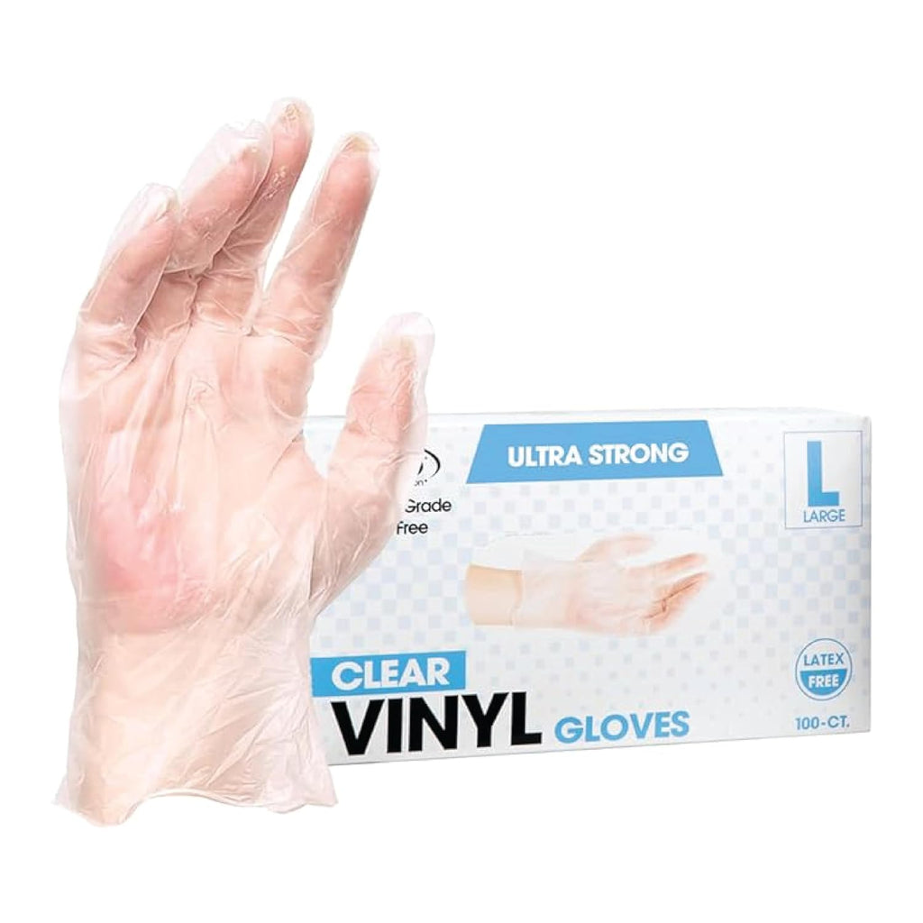 ForPro Disposable Vinyl Gloves, Clear, Industrial Grade, Powder-Free