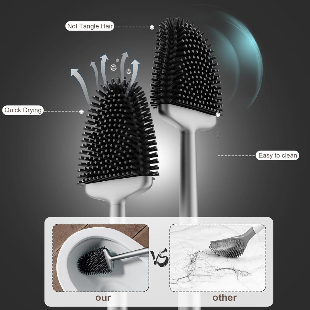 Sellemer Toilet Brush and Holder Set - Flexible Toilet Bowl Brush Head with