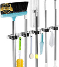 AceMining 5 Racks and 4 Hooks Mop and Broom Holder Wall Mount, Broom
