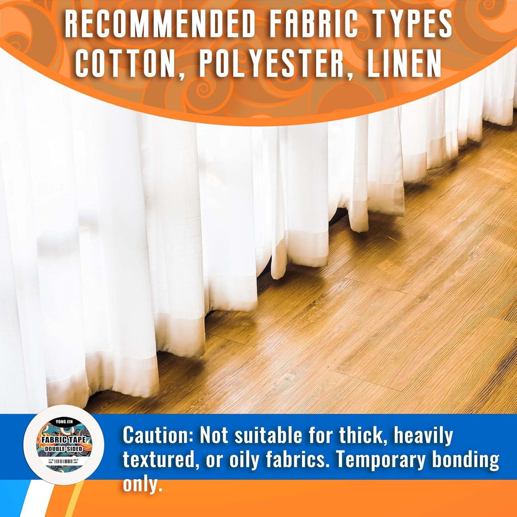 YONGJIN Double-Sided Fabric Tape (2 Rolls) - No Sewing or Ironing Required