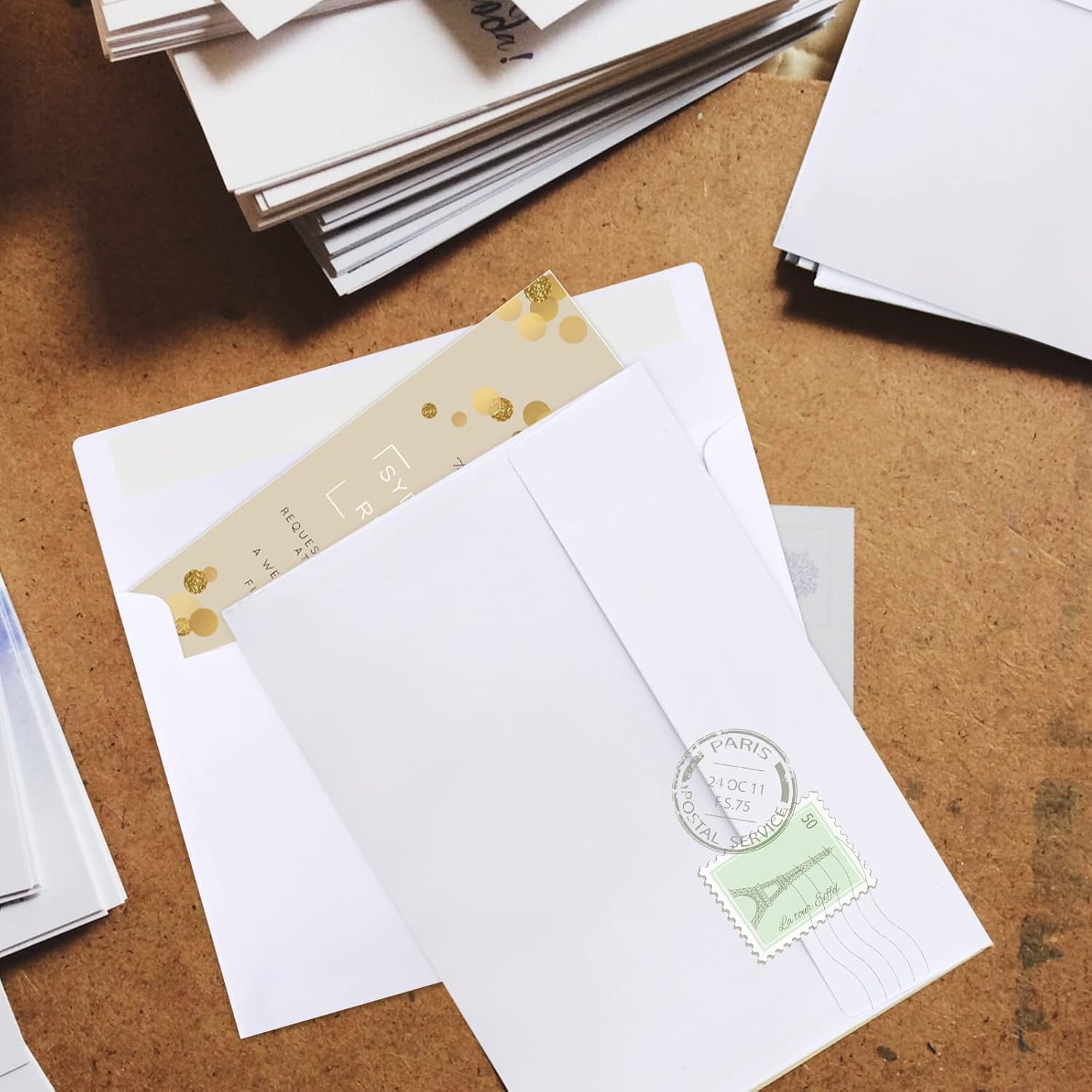 50 Packs 5x7 Envelopes, White A7 5x7 Envelopes for Invitations, Printable