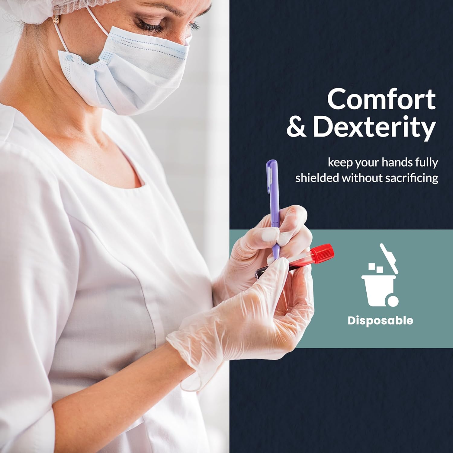 MED PRIDE Disposable Medical Grade Vinyl Exam Gloves, Latex & Powder Free