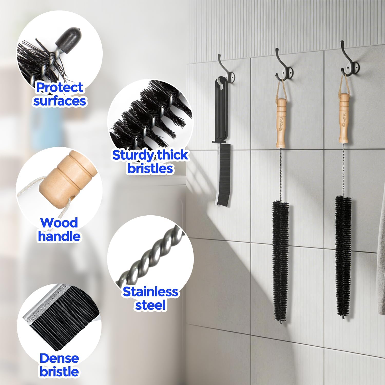 Holikme Dryer Vent Cleaner Kit, 3 Pieces Dryer Lint Brush- Household Supplies