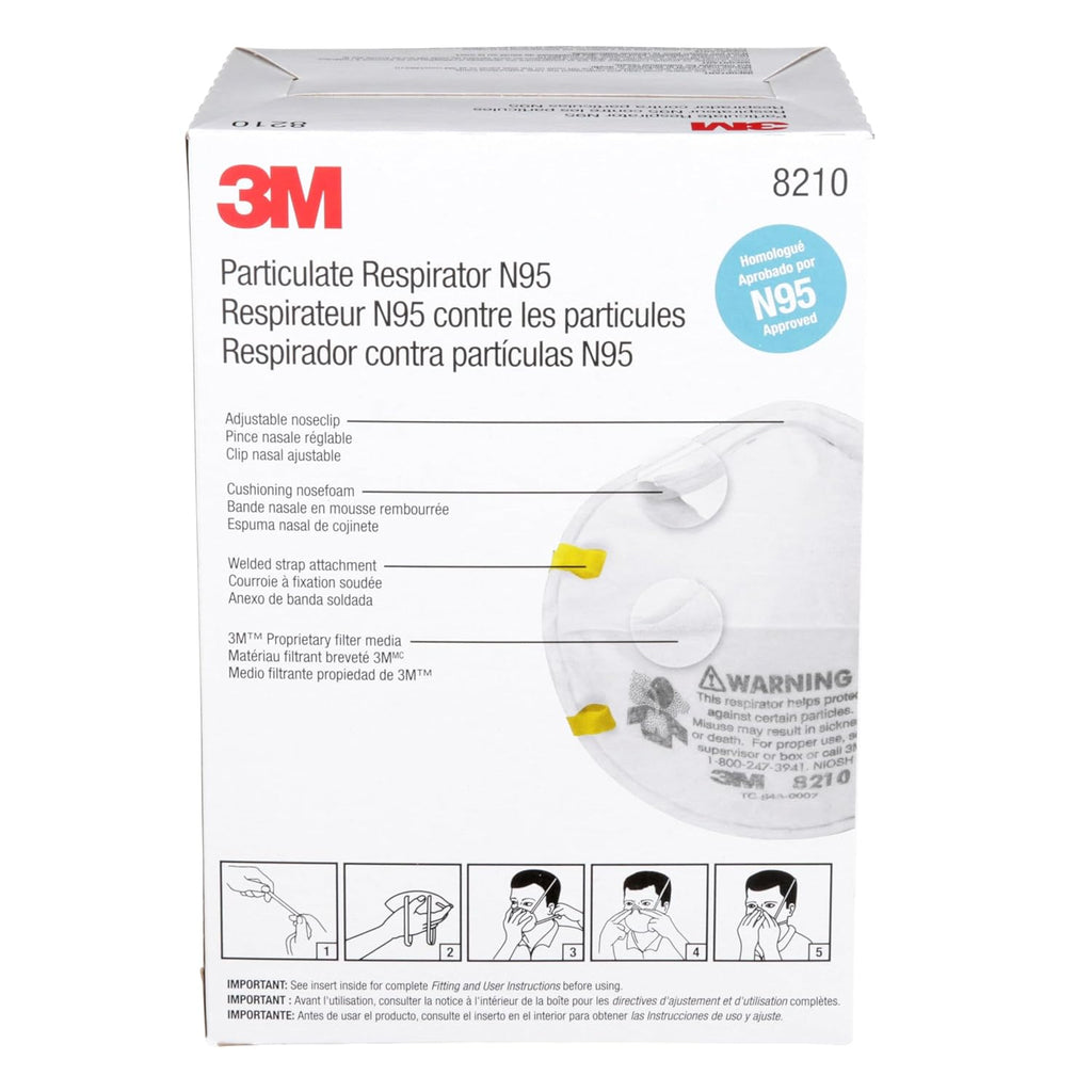 3M 8210 Particulate Respirator, N95, Pack of 20 Disposable Respirator, NIOSH