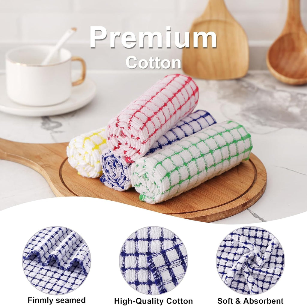 Kitinjoy Cotton 8 Pack Terry Kitchen Dish Cloths, 12 x 12 Inches Super Soft