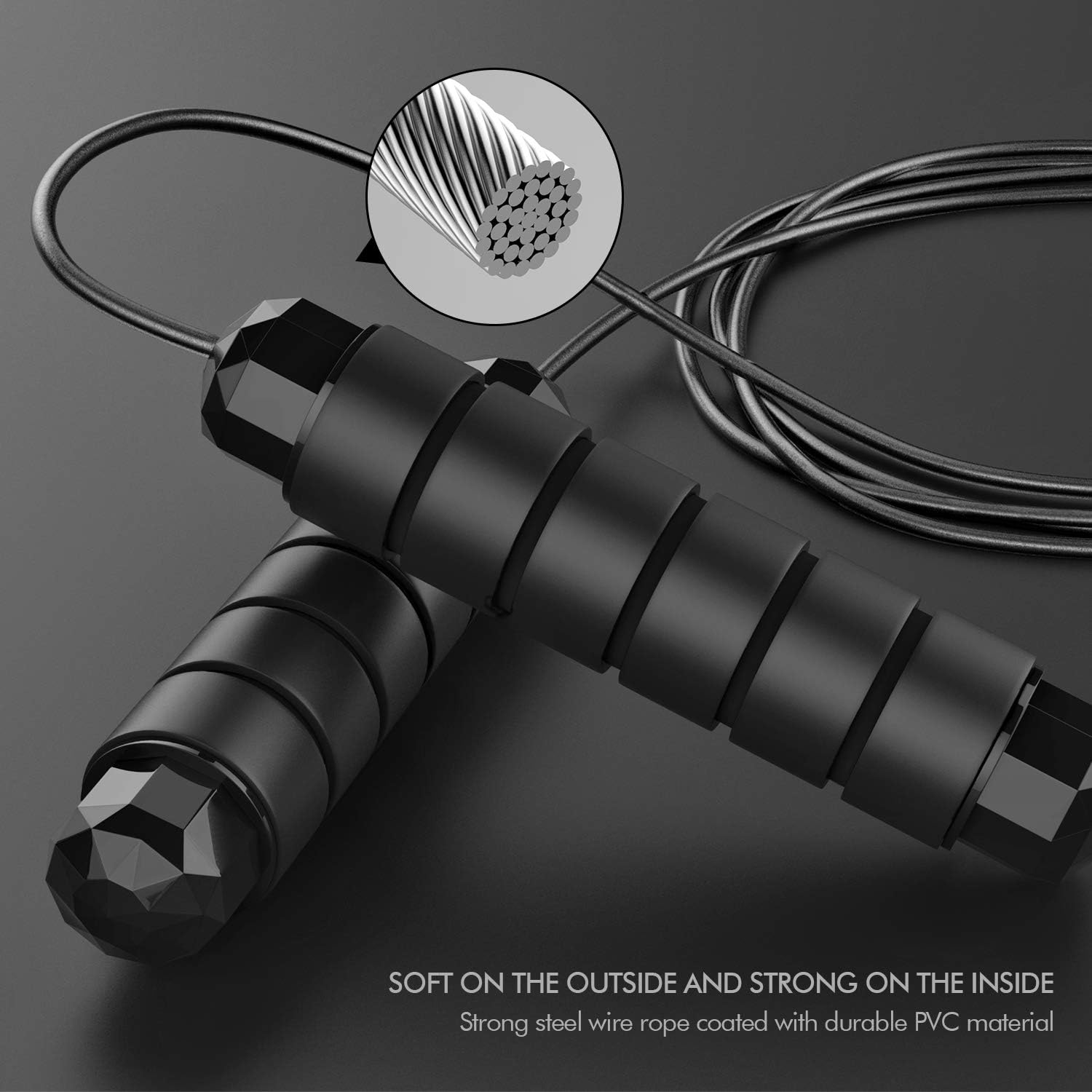 Jump Rope, Tangle-Free Rapid Speed Jumping Rope Cable with Ball Bearings for