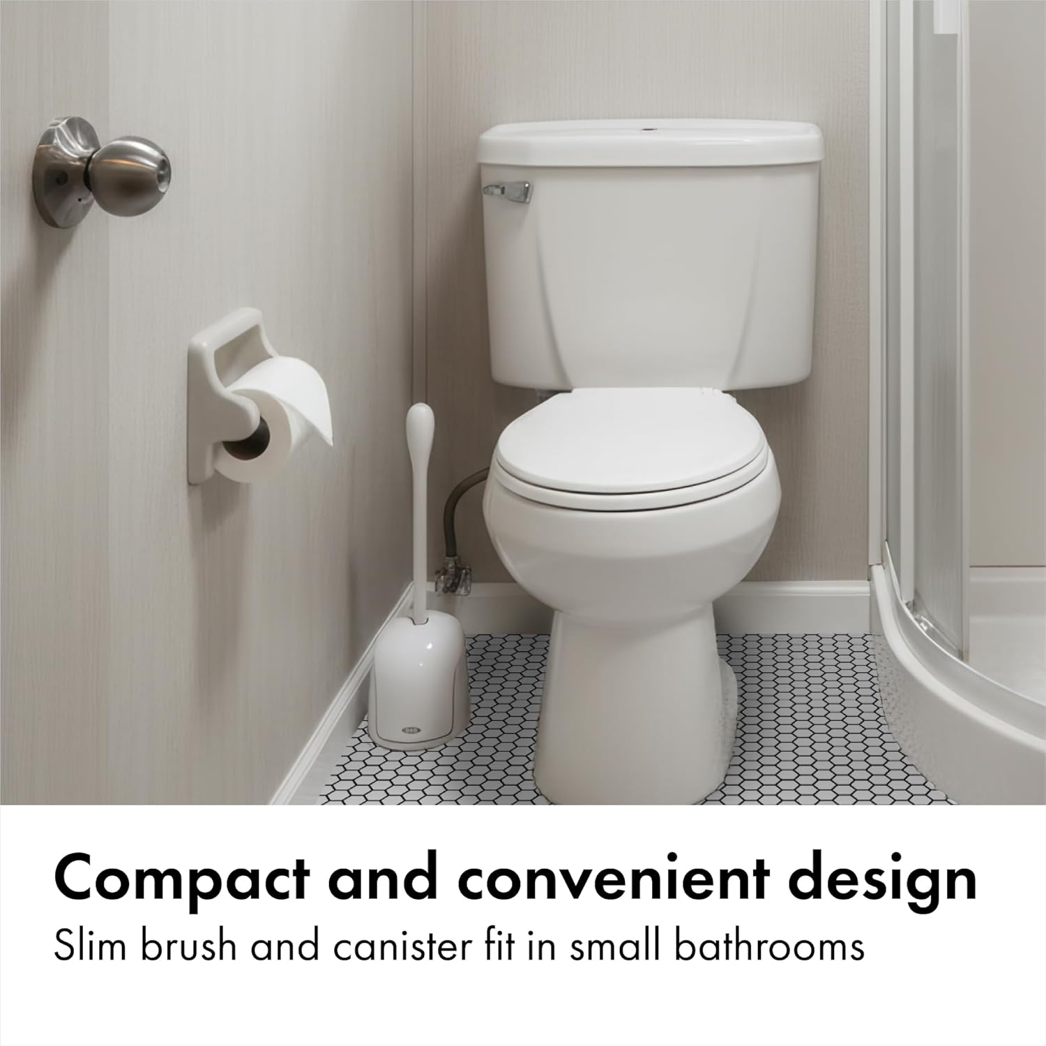 OXO Good Grips Compact Toilet Brush & Canister, Toilet Bowl Brush and Holder