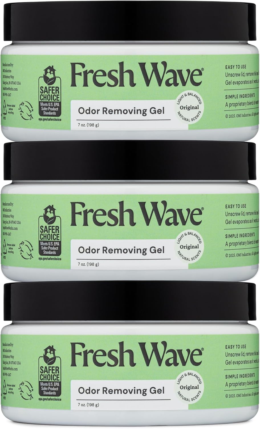 Fresh Wave Odor Removing Gel, 7 oz., Pack of 3 - Odor Absorbers for Home
