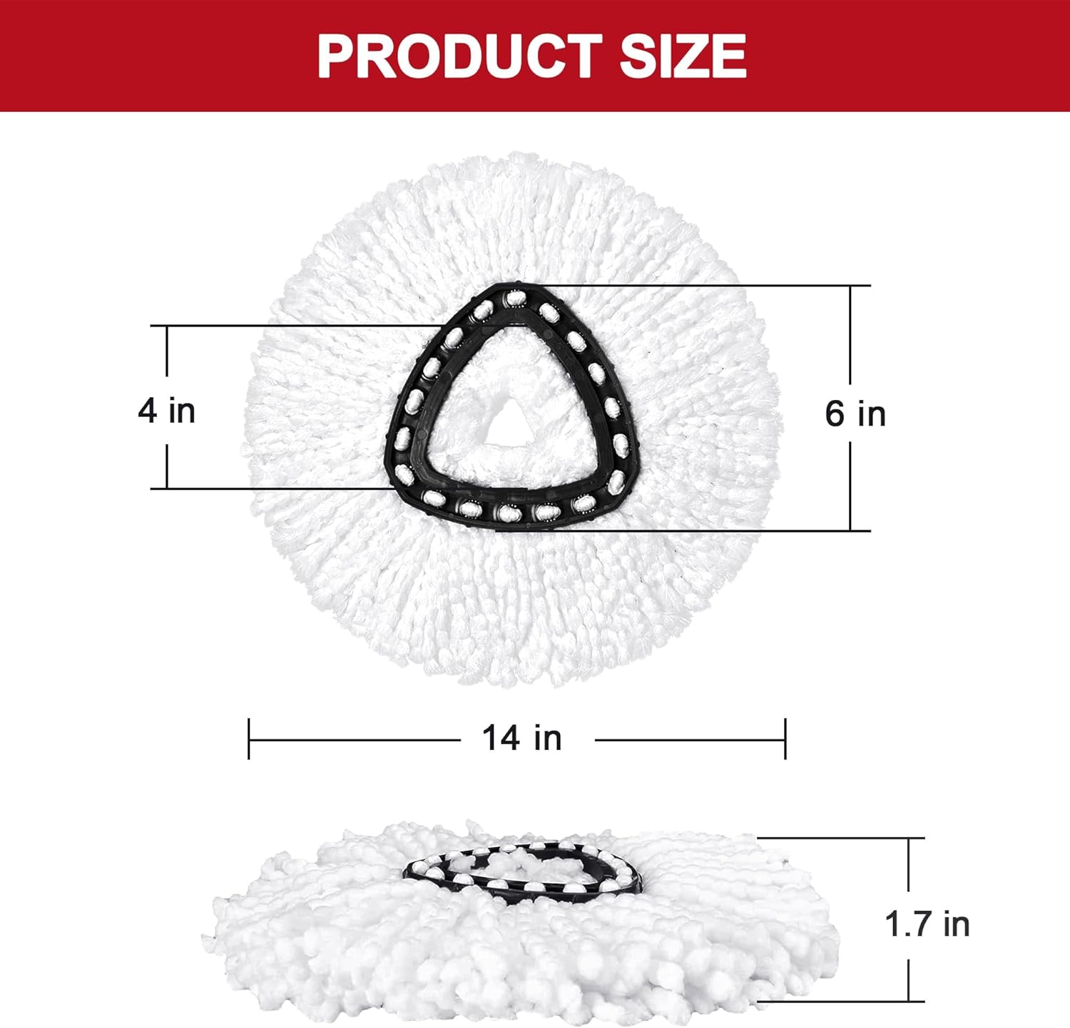 4 Pack Mop Heads Replacements for O-Ceda Easy Wrin Spin System, Microfiber