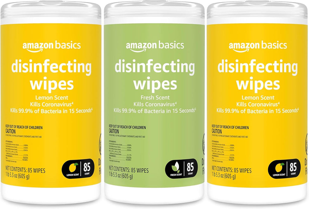 Amazon Basics Disinfecting Wipes, Lemon & Fresh Scent
