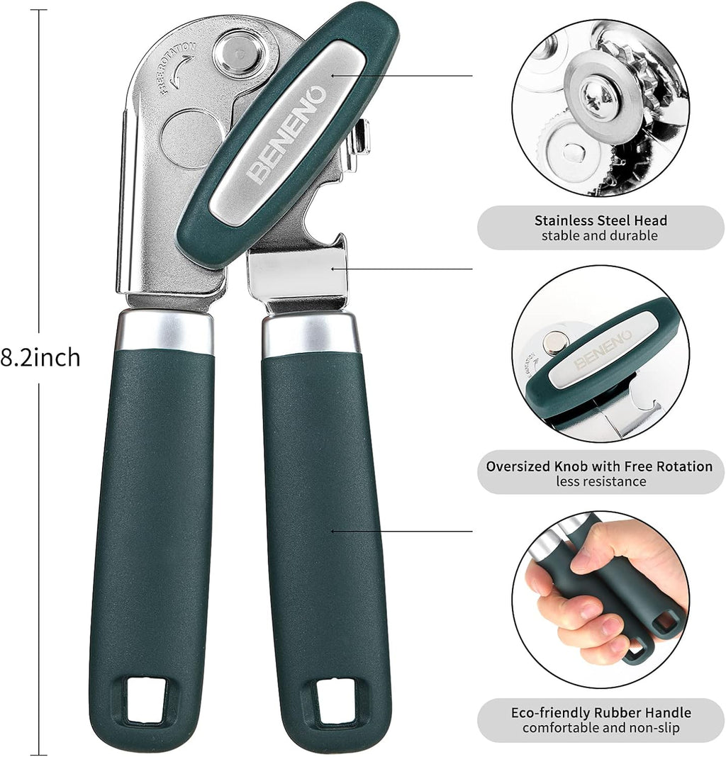 Beneno Heavy Duty Hand Can Opener Manual with Magnet, Durable Sharp Carbon