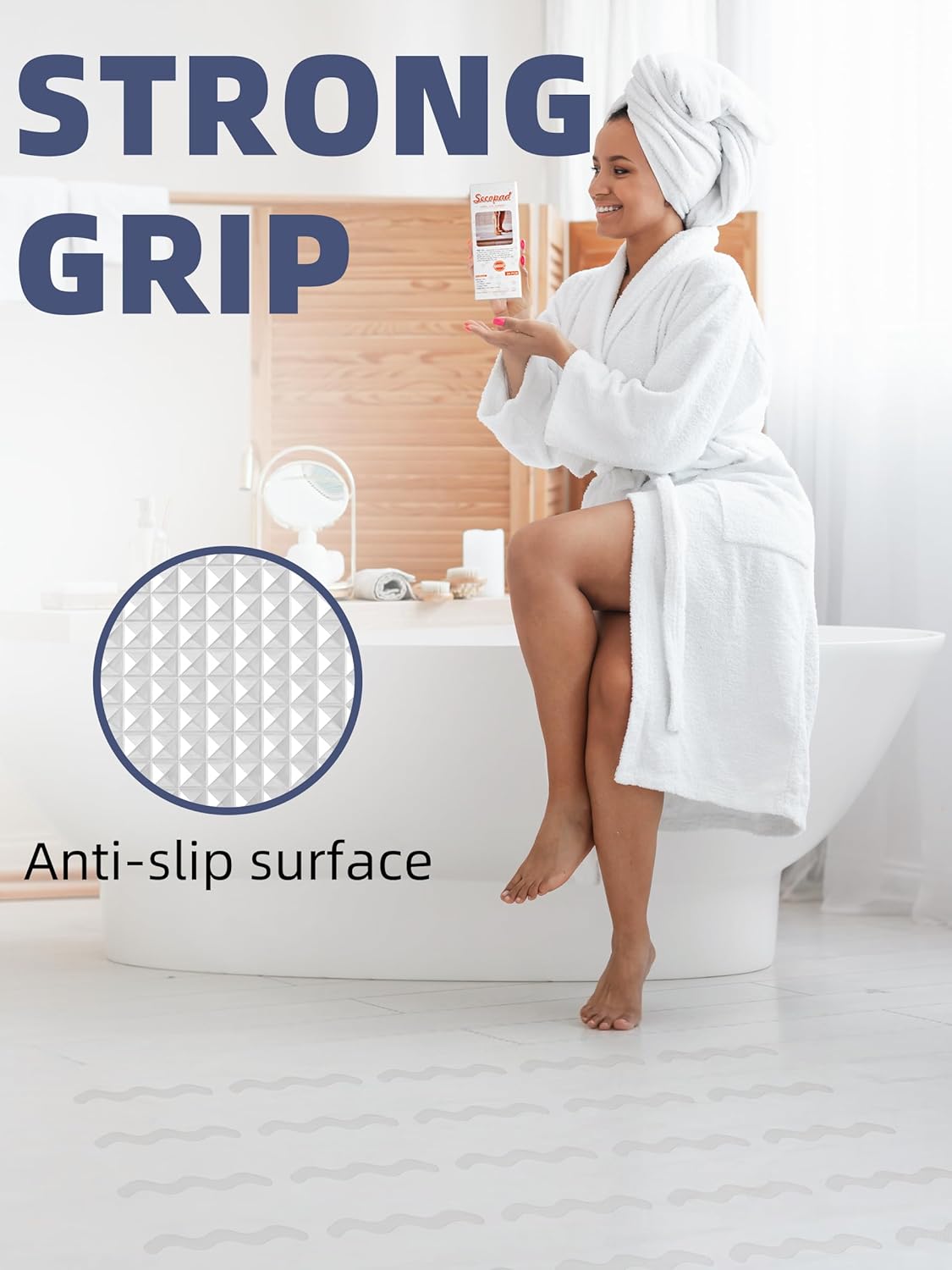 Secopad Patented Anti Slip Shower Stickers, Adhesive Decals Safety Strips