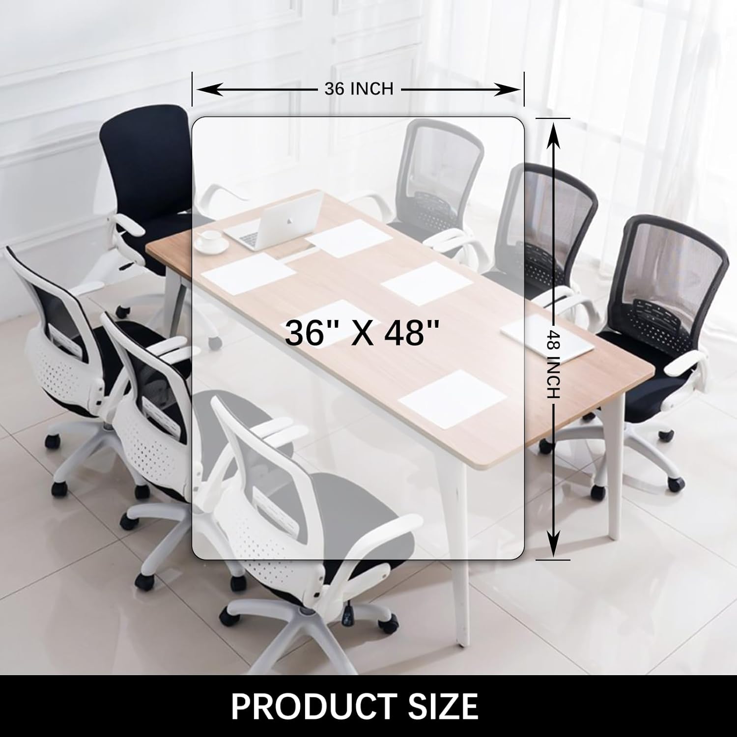 Kuyal Clear Chair mat for Hard Floors 36 x 48 inches Transparent Floor Mats