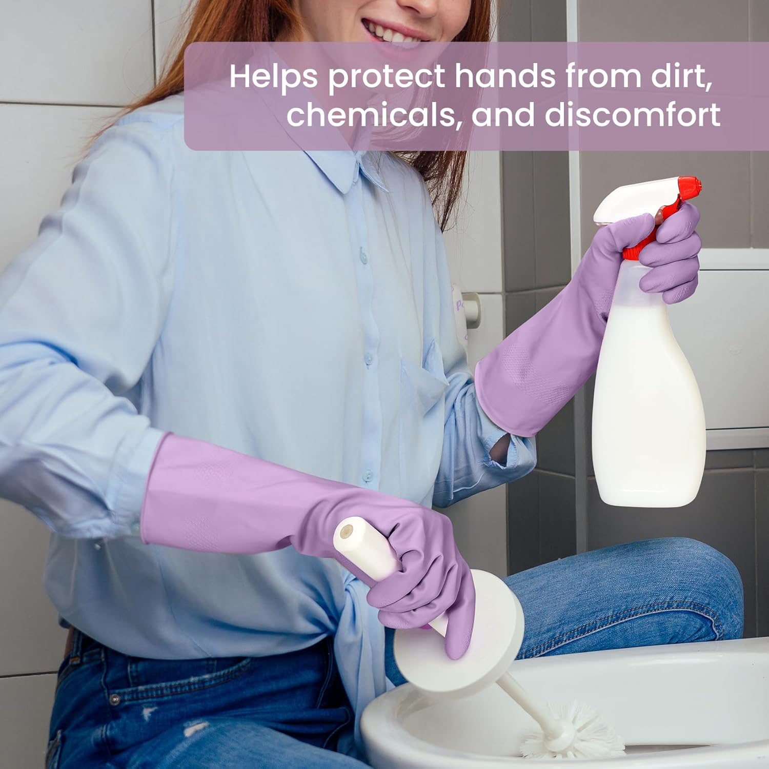 Rubber Cleaning Gloves for Dishwashing, 4 Pairs Reusable Kitchen Gloves for