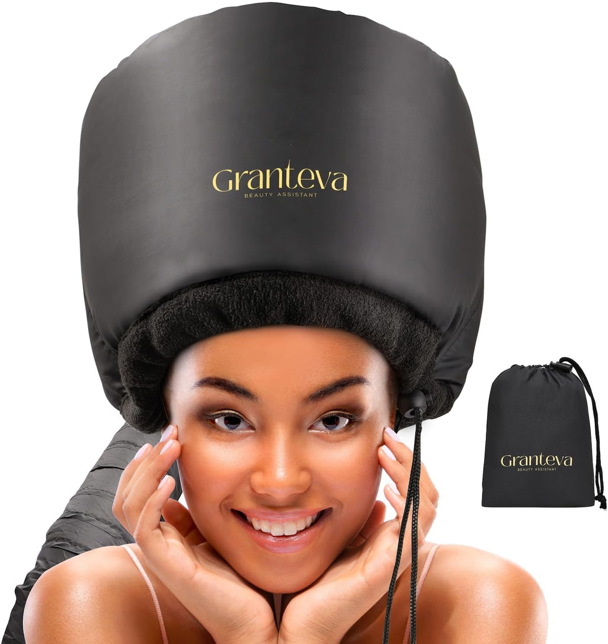 Hooded Hair Dryer Attachment w/A Headband Integrated That Reduces Heat Around Ears & Neck