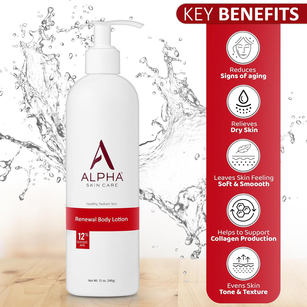 Alpha Skin Care Revitalizing Body Lotion, 12% Glycolic AHA, Simple &