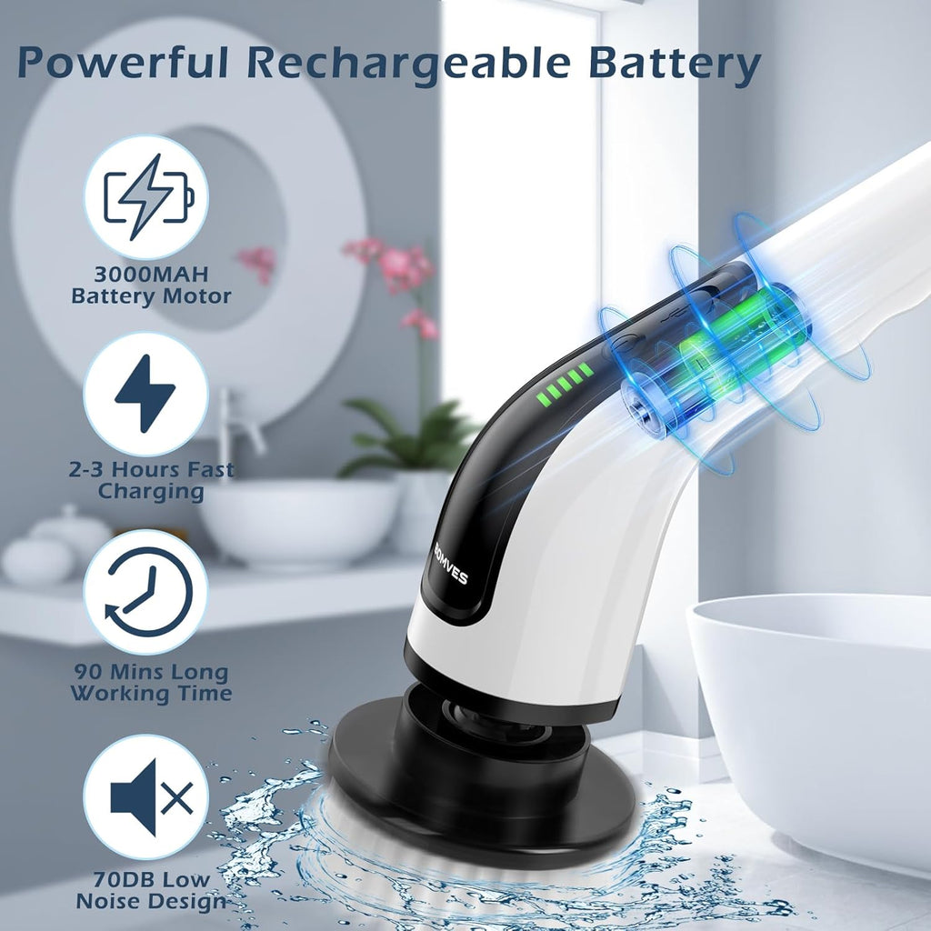 Bomves Electric Spin Scrubber, Cordless Cleaning Brush Scrubber for Home, 8
