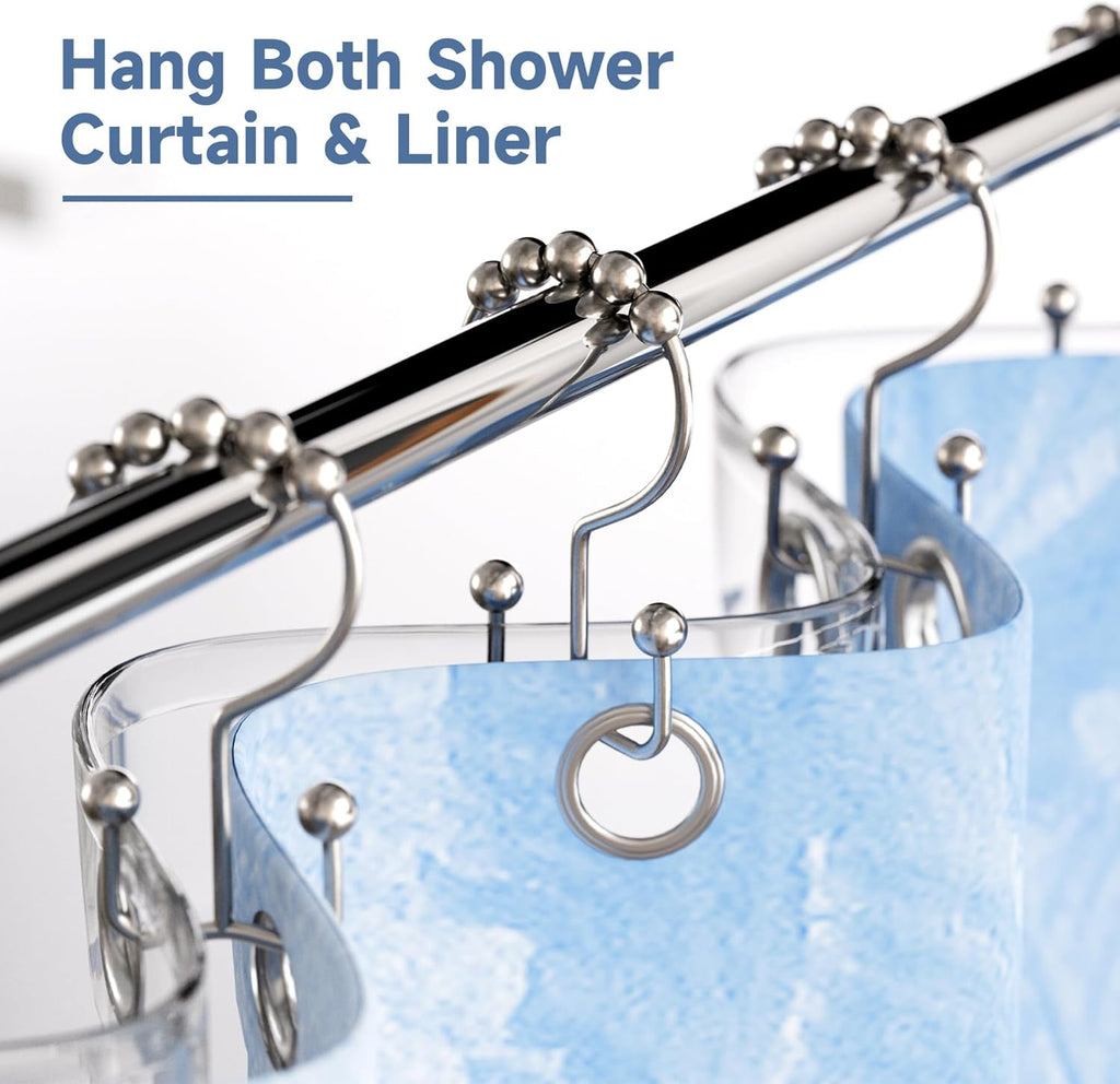 Titanker Shower Curtain Hooks Rings, Rust Resistant Metal Double Glide Shower
