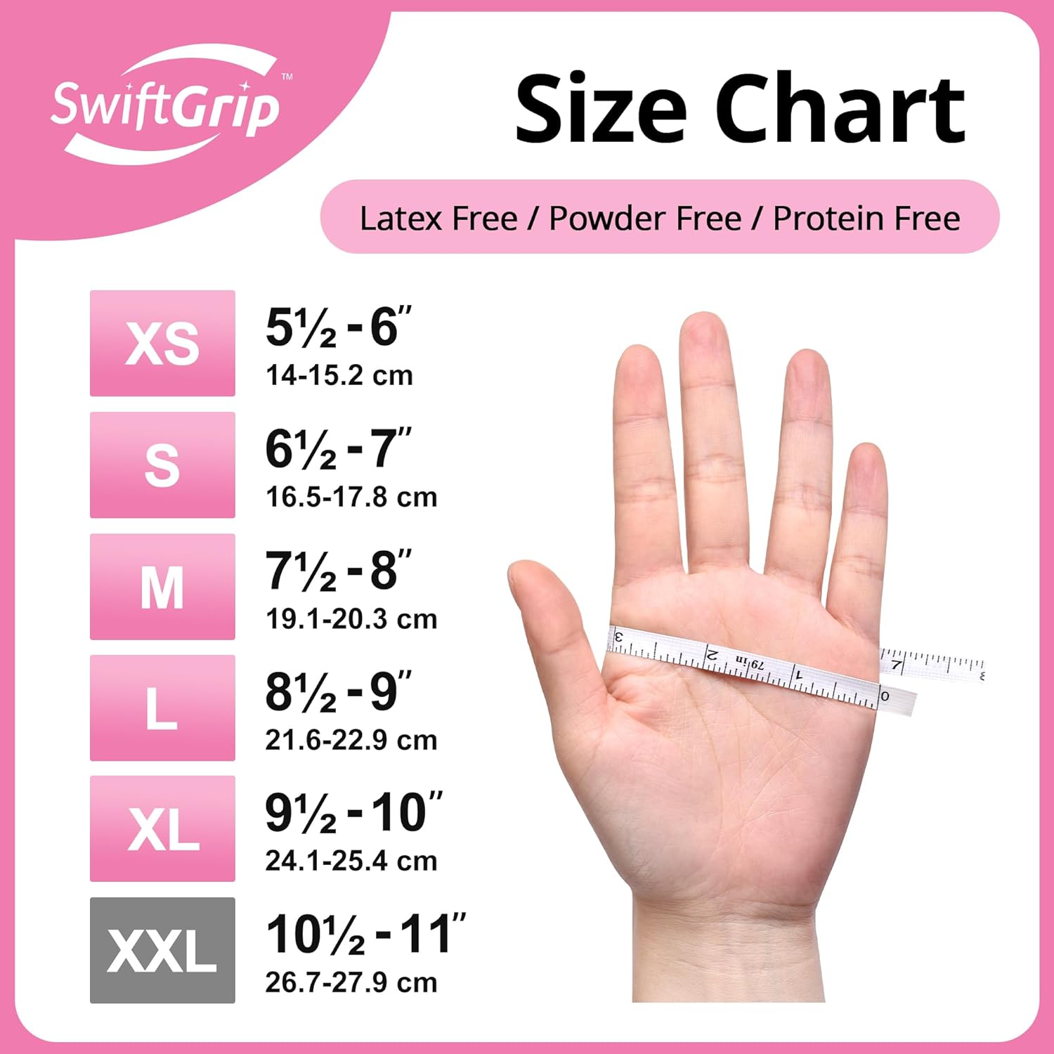 SwiftGrip Pink Nitrile Gloves, 3-mil, Industrial Gloves Disposable Latex