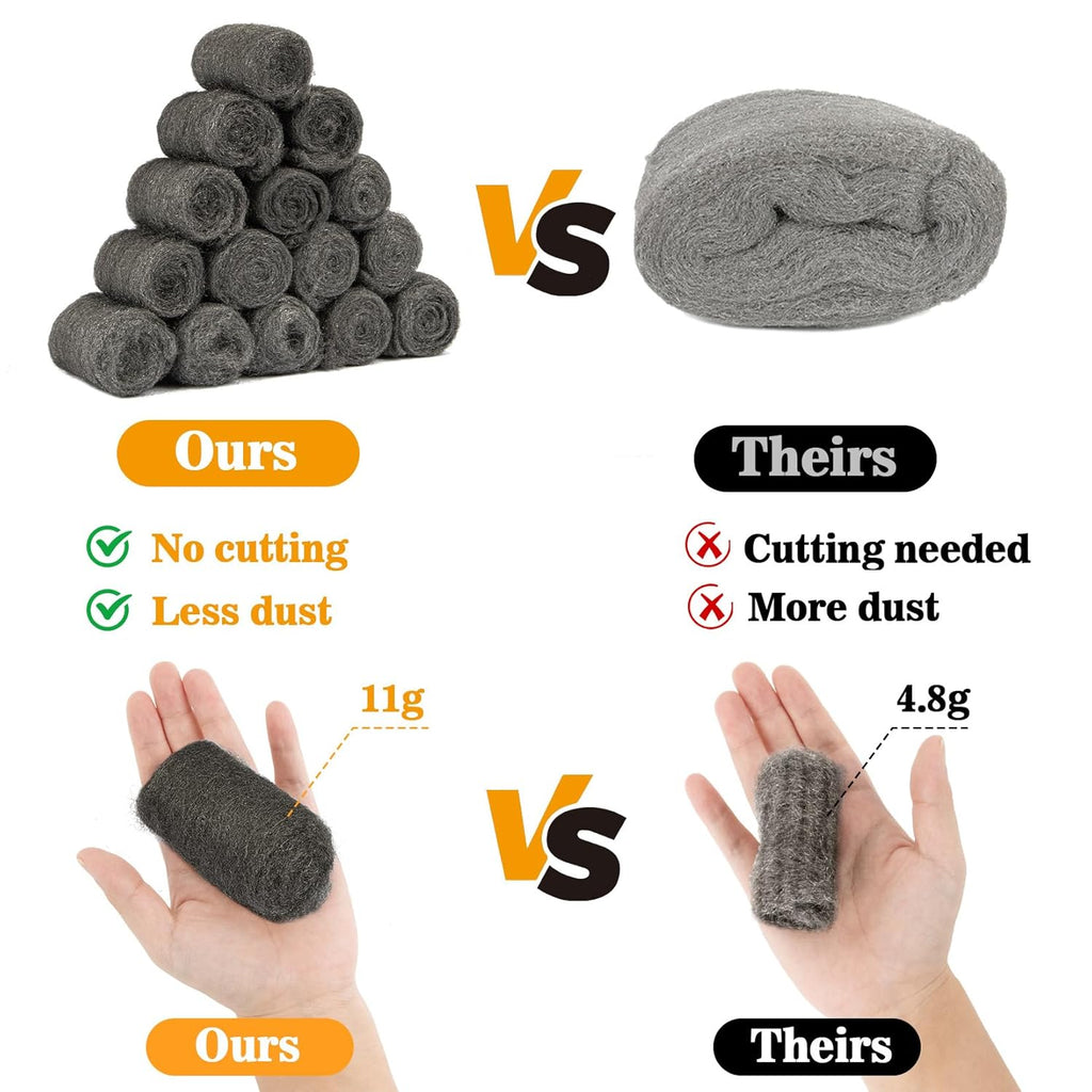 MAQIHAN Steel Wool Pads 0000 15PCS - Steel Wool 0000 Roll Glass Wood Fabric
