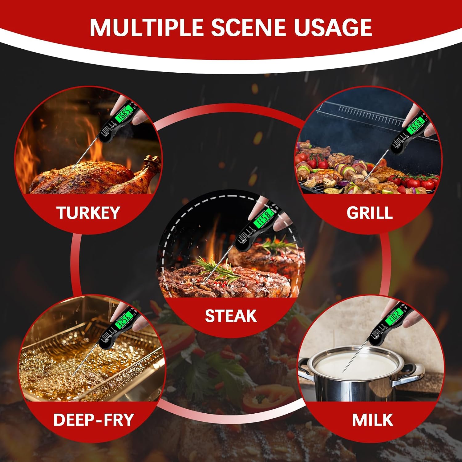 Meat Thermometer Digital•?ÎIP67 Waterproof Cooking Thermometer with