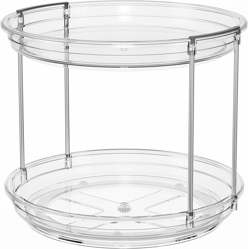 LAMU 2 Tier Lazy Susan Turntable Organizer 9.25'' Rotating Spice Rack
