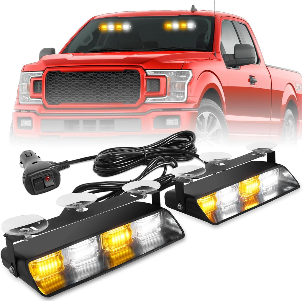 HLauto 2x8.5 inch Dash Strobe Lights Interior LED Windshield Lights