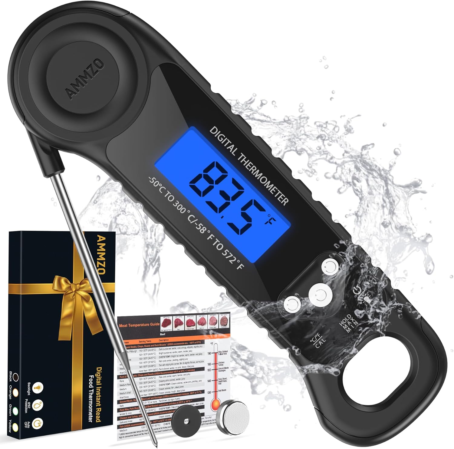 AMMZO Meat Thermometer Digital, Instant Read Food Thermometer for Cooking