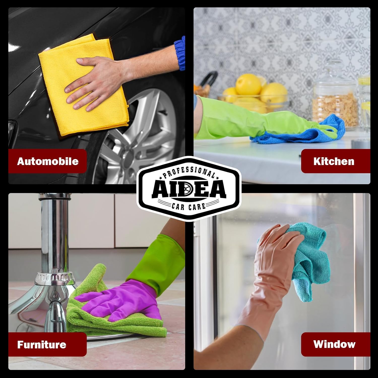 AIDEA Microfiber Cleaning Cloth, 50PK, Microfiber Towels for Cars, Premium