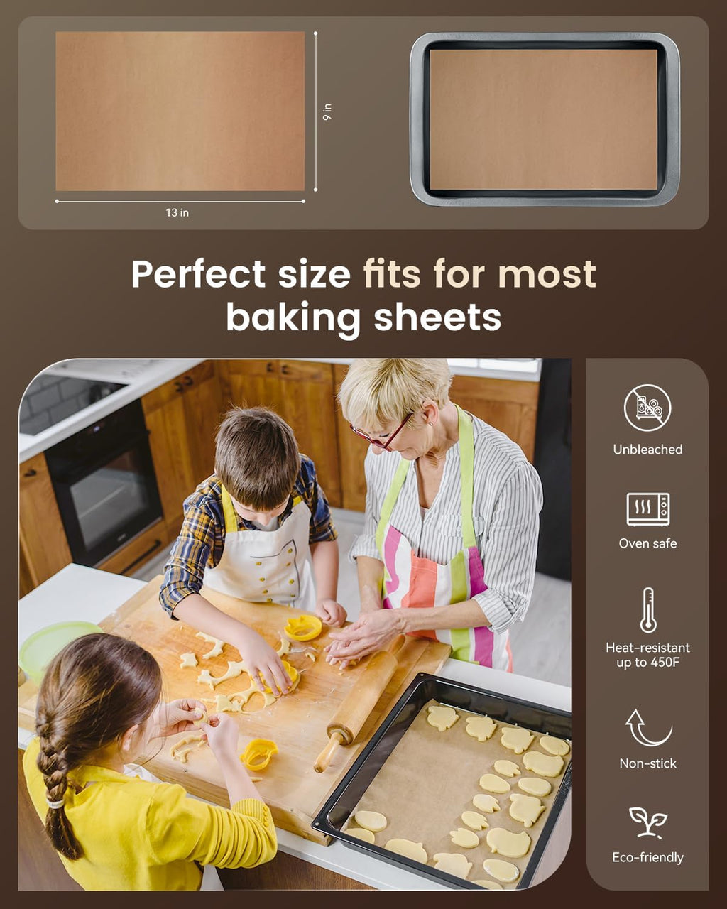 Parchment Paper Sheets, 9x13 In Non-Stick Precut Baking Parchment for Baking