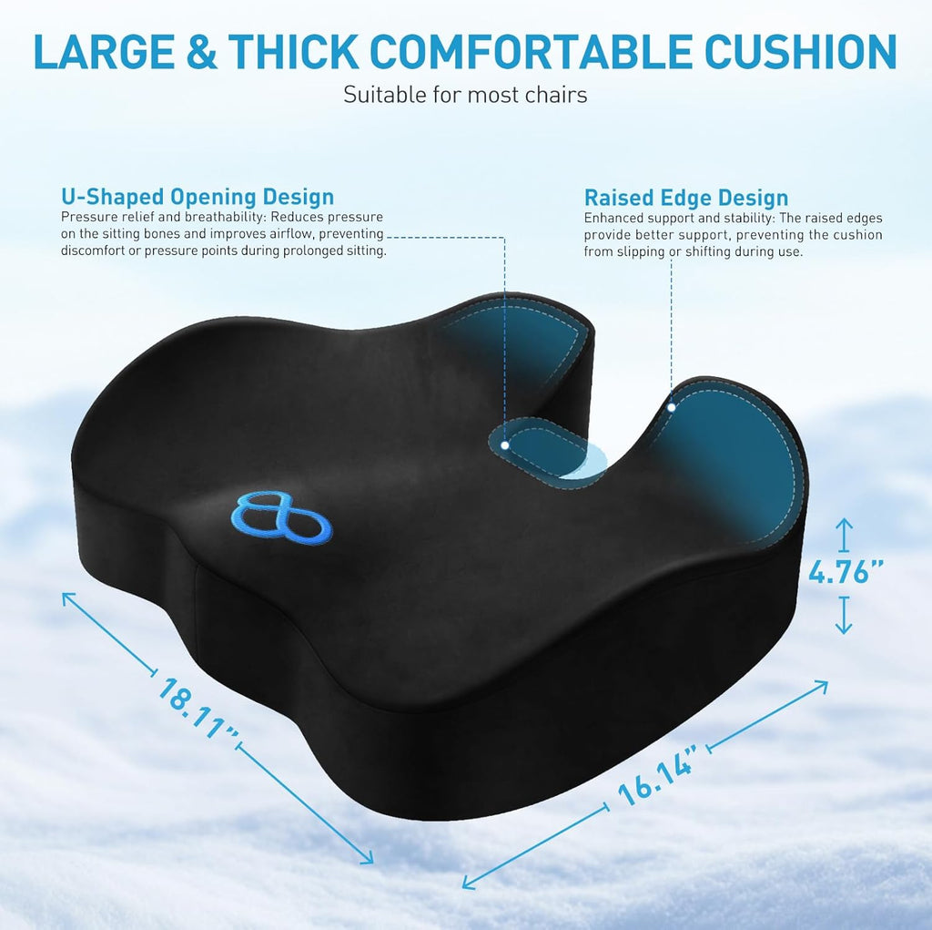 BlissTrends Seat Cushion with Velvet Cover, Thick Memory Foam Cushions for