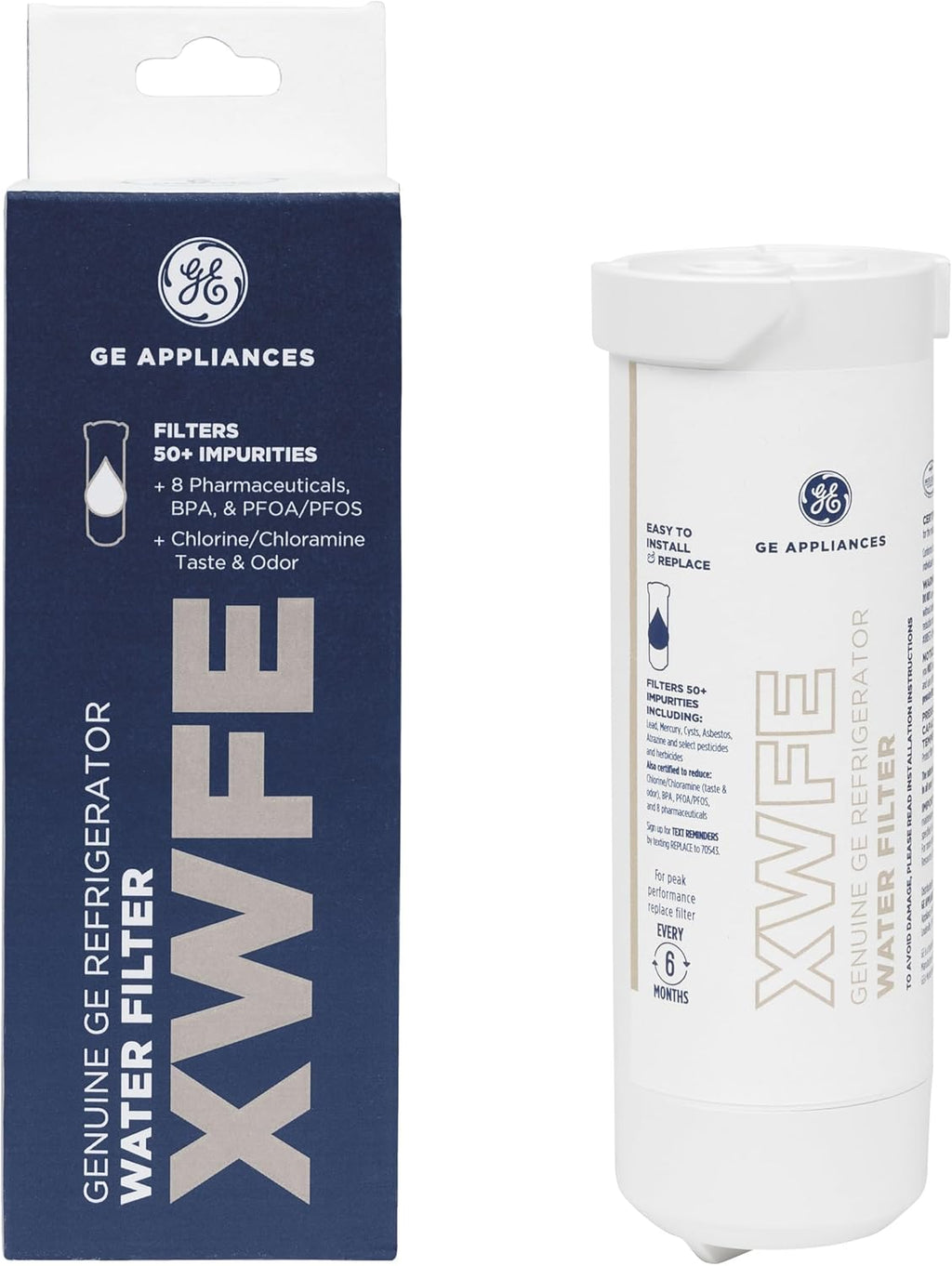 GE XWFE Refrigerator Water Filter, Genuine Replacement Filter, Certified to