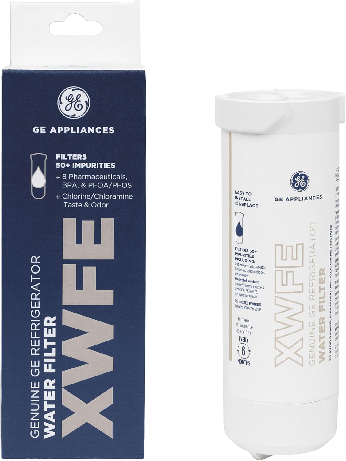 GE XWFE Refrigerator Water Filter, Genuine Replacement Filter, Certified to