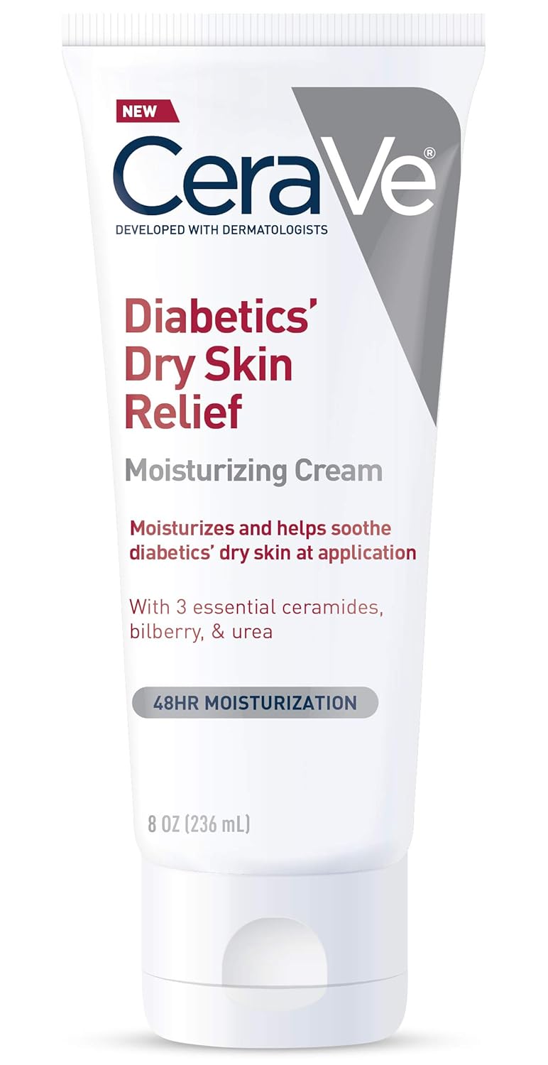 CeraVe Moisturizing Cream for Diabetics‰۪ Dry Skin, Urea Cream with Bilberry