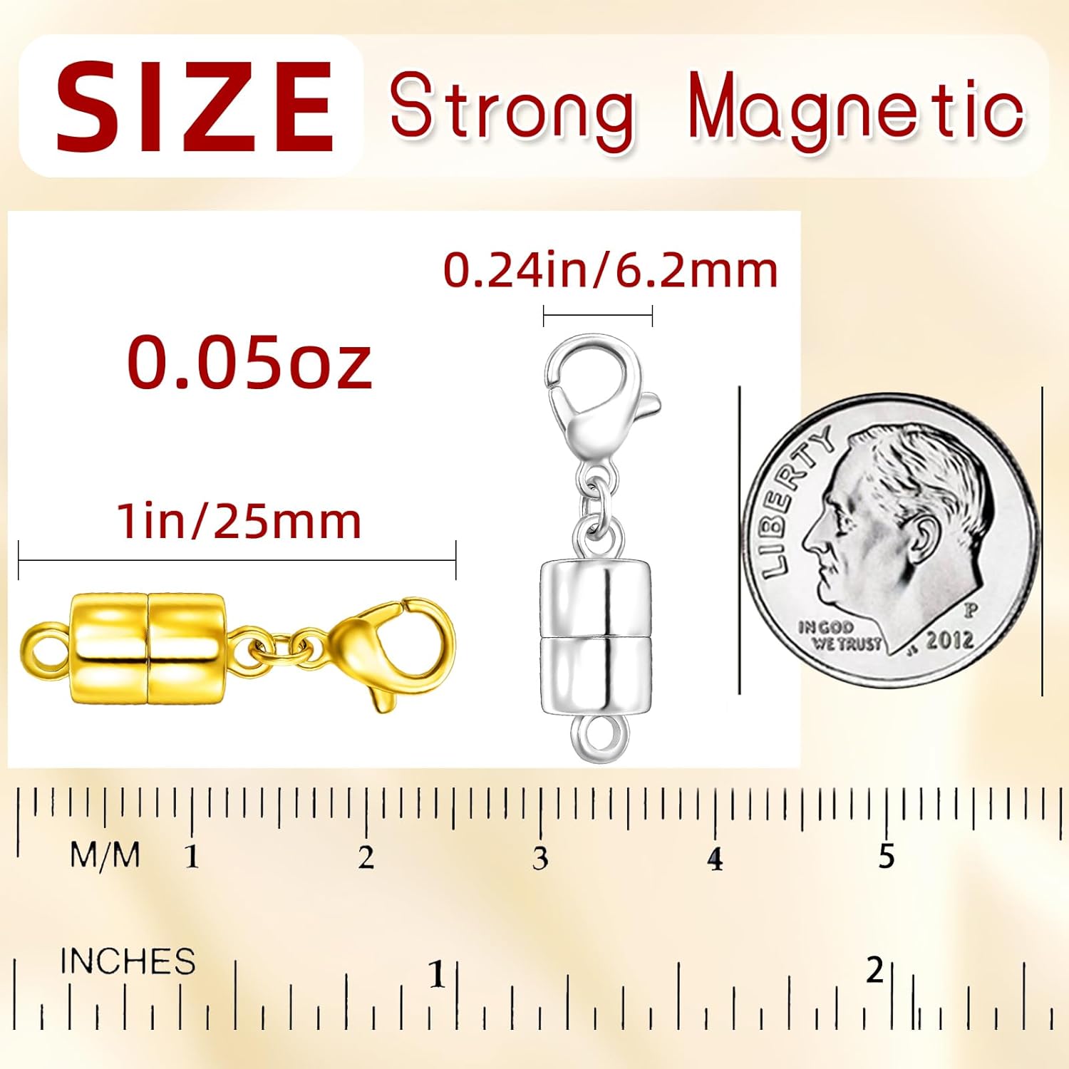 MKCYD Magnetic Necklace Clasp with Lobster Clasp,14K Gold and Silver Magnetic