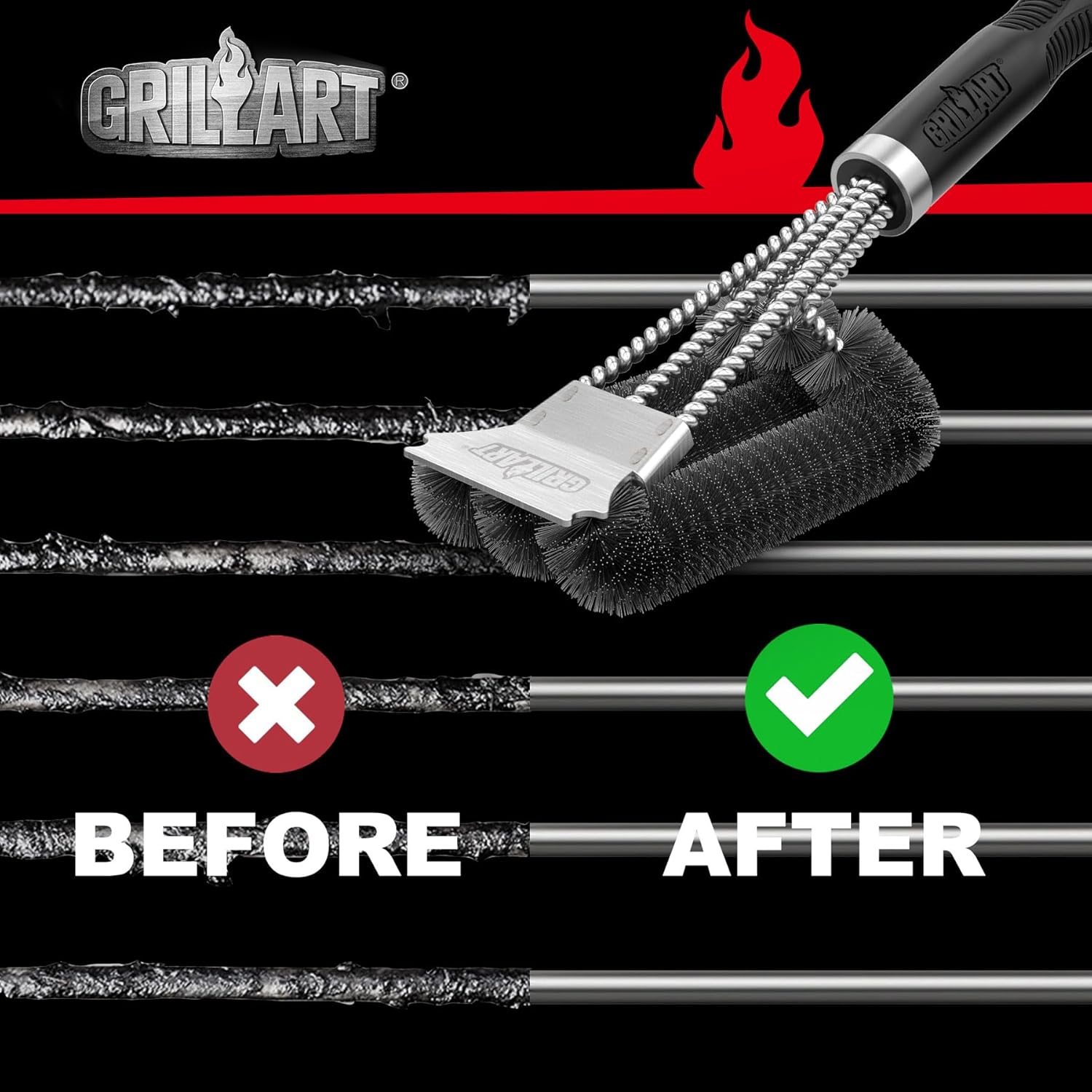 GRILLART Grill Brush and Scraper, Extra Strong BBQ Cleaner Accessories, Safe