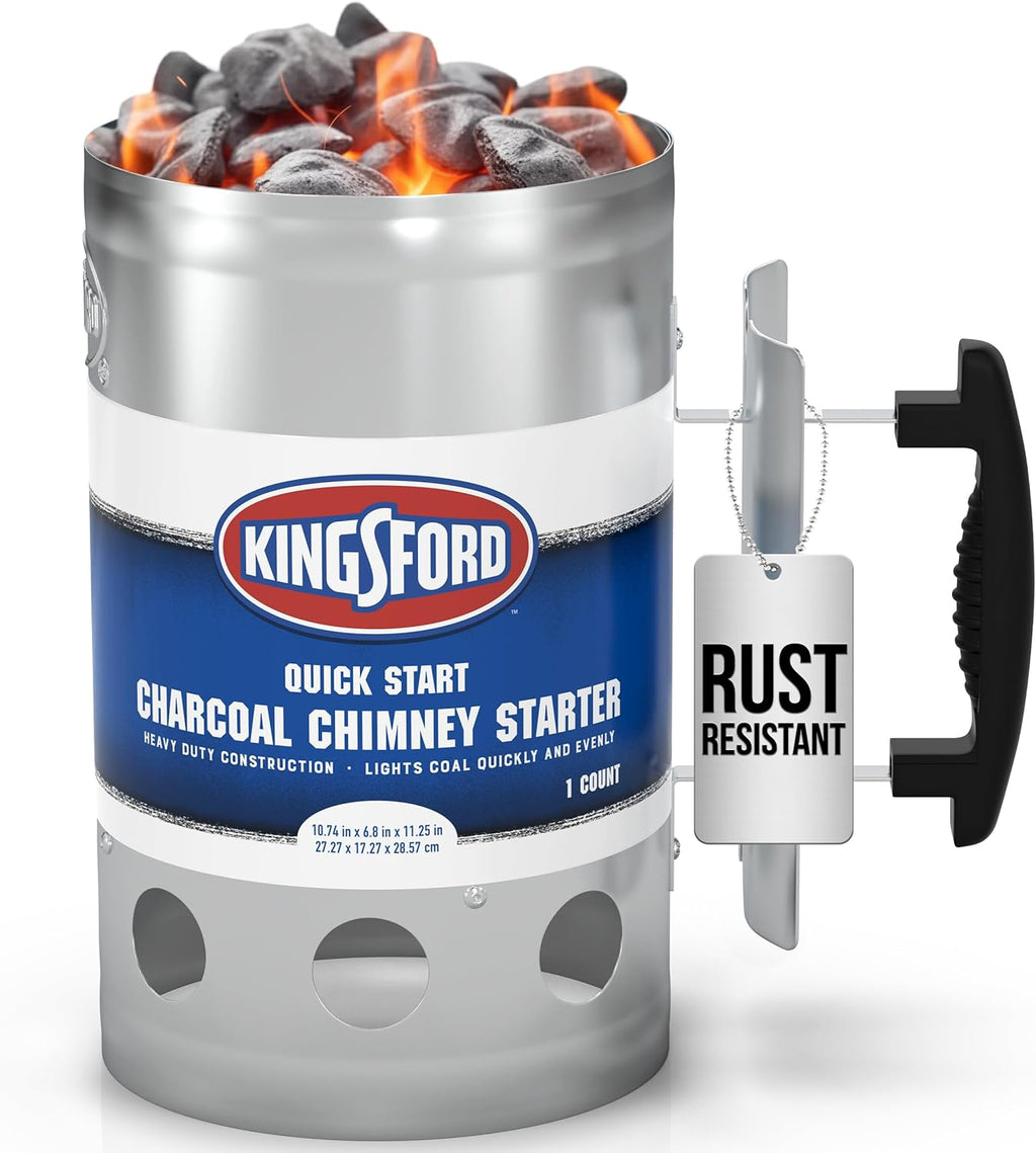 Heavy Duty Deluxe Charcoal Chimney Starter, Large Capacity Zinc Steel BBQ