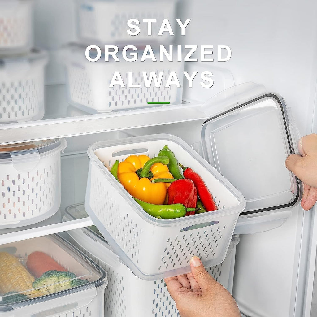 Freshmage Fruit Storage Containers for Fridge with Removable Colander