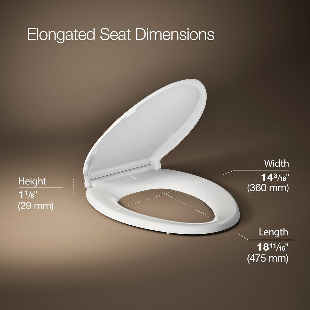 KOHLER 4636-RL-0 Cachet ReadyLatch Elongated Toilet Seat Slow Close, Soft