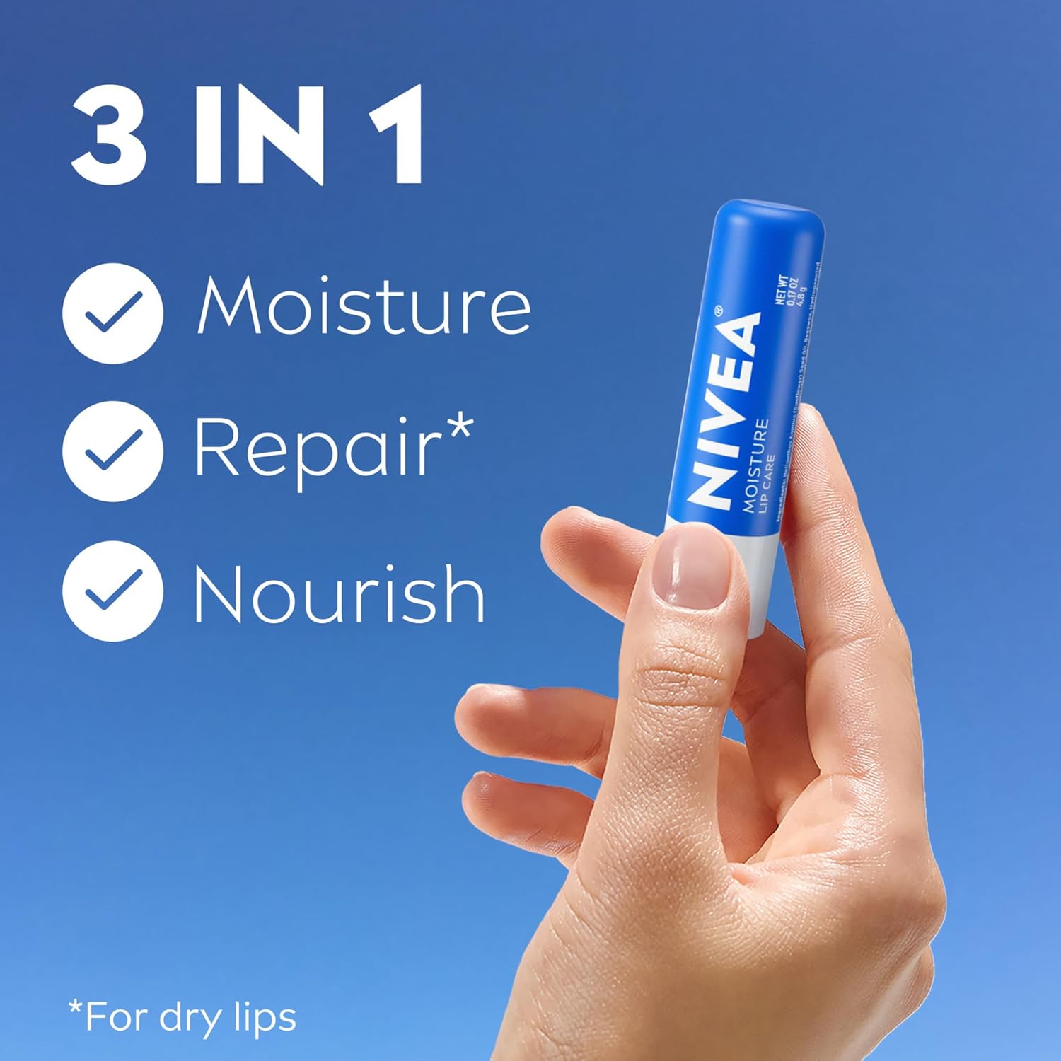NIVEA Moisture Lip Care, Hydrating Lip Balm with Shea Butter, Nourishing Oils