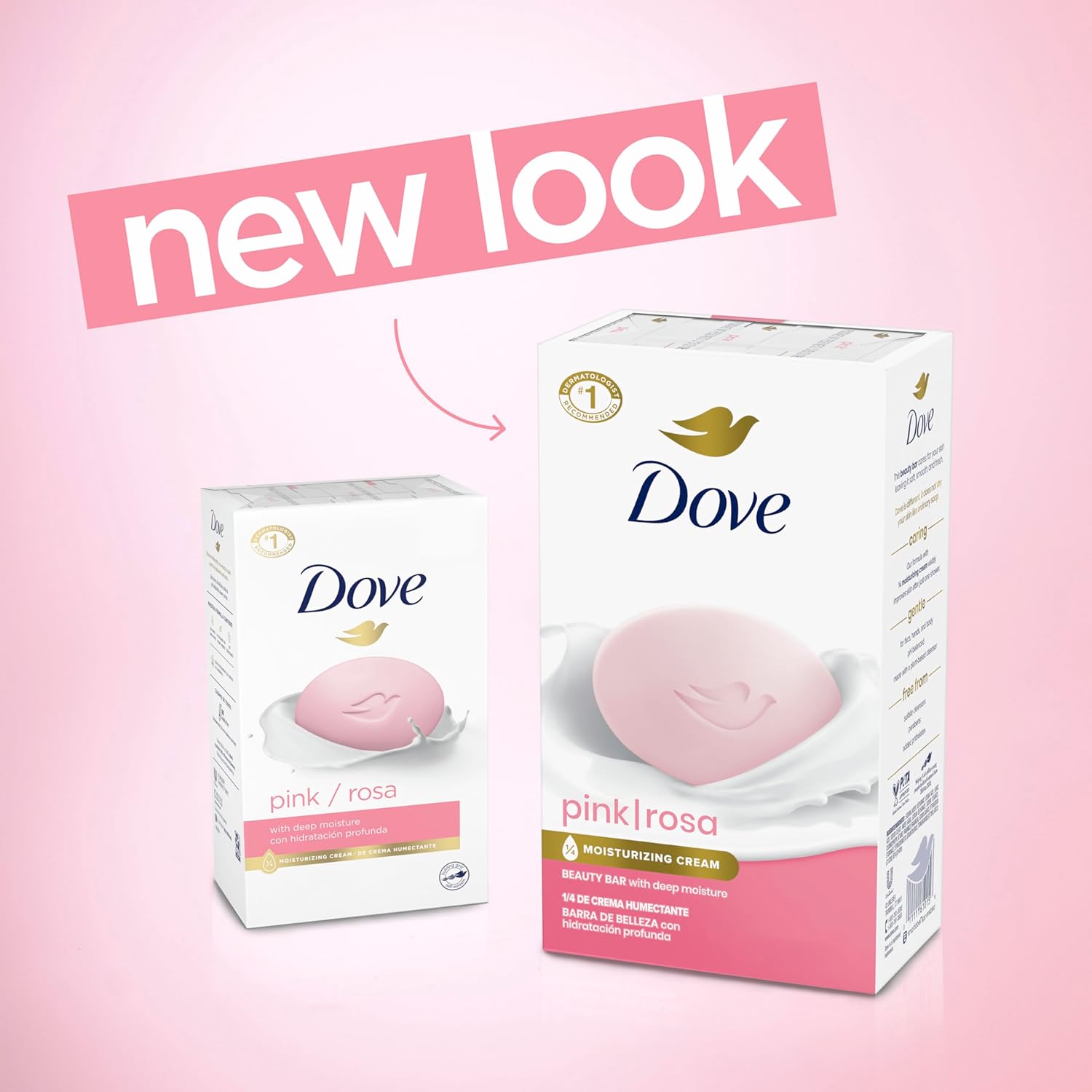 Dove Beauty Bar Soap Pink Rosa, 8 Bars for Soft, Smooth Skin, Cleans &