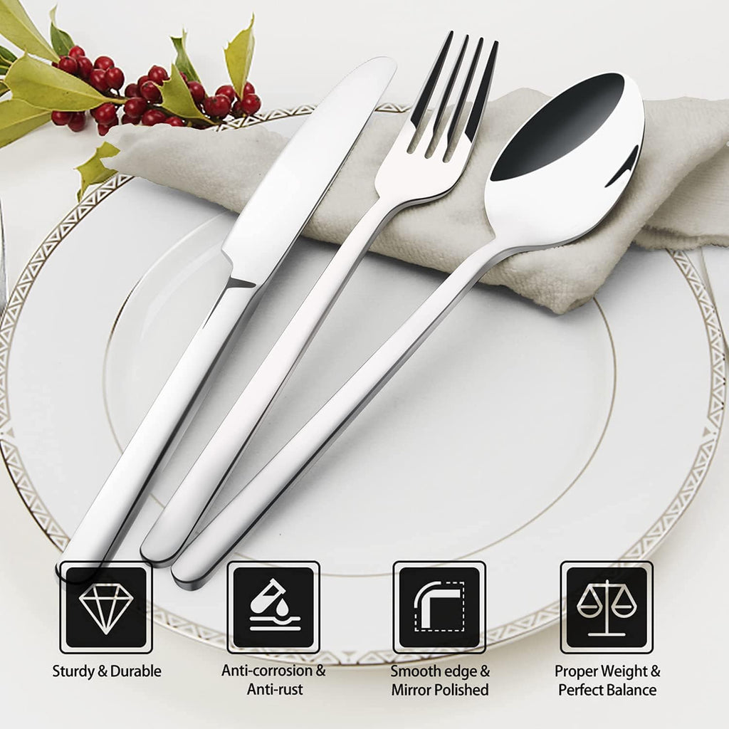 KINGSTONE Silverware Set, 20 Piece Flatware Cutlery Set for 4, 18/10