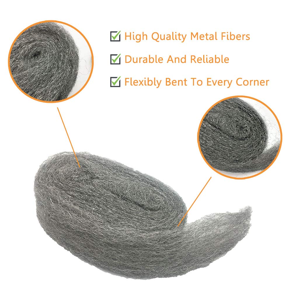Steel Wool Mice Control, 2 Pack 3" x10 Ft Hole Filler, Gap Blocker, Barrier