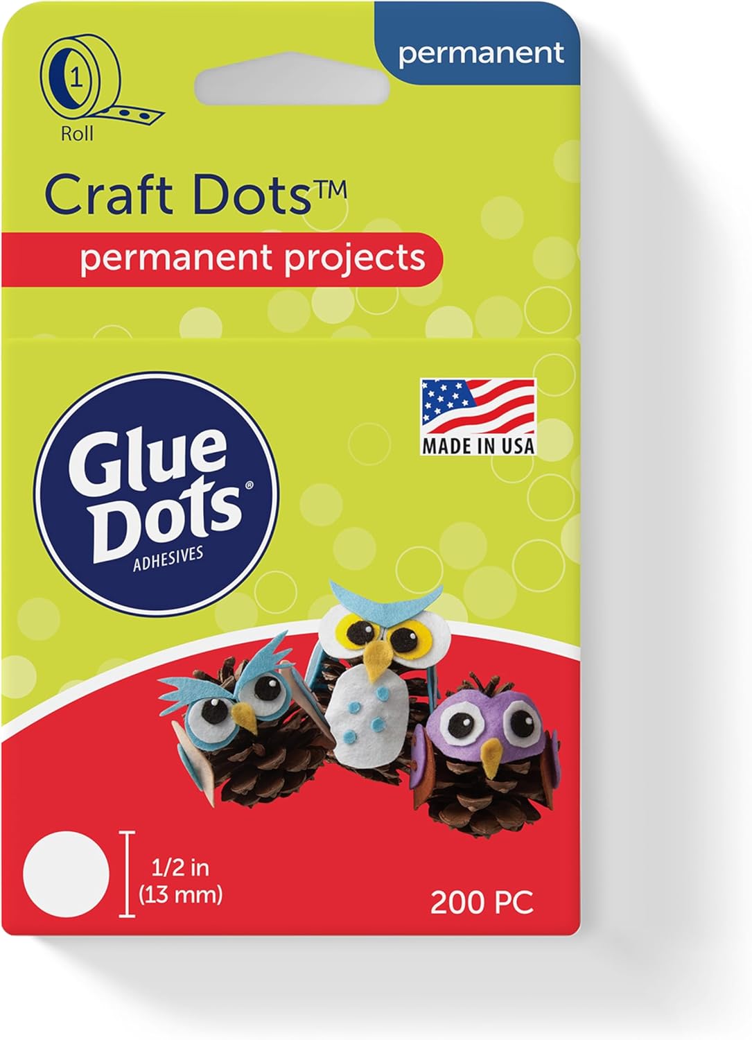 Glue Dots, Craft Dots, Double-Sided, 1/2", .5 Inch, 200 Dots, DIY Craft Glue