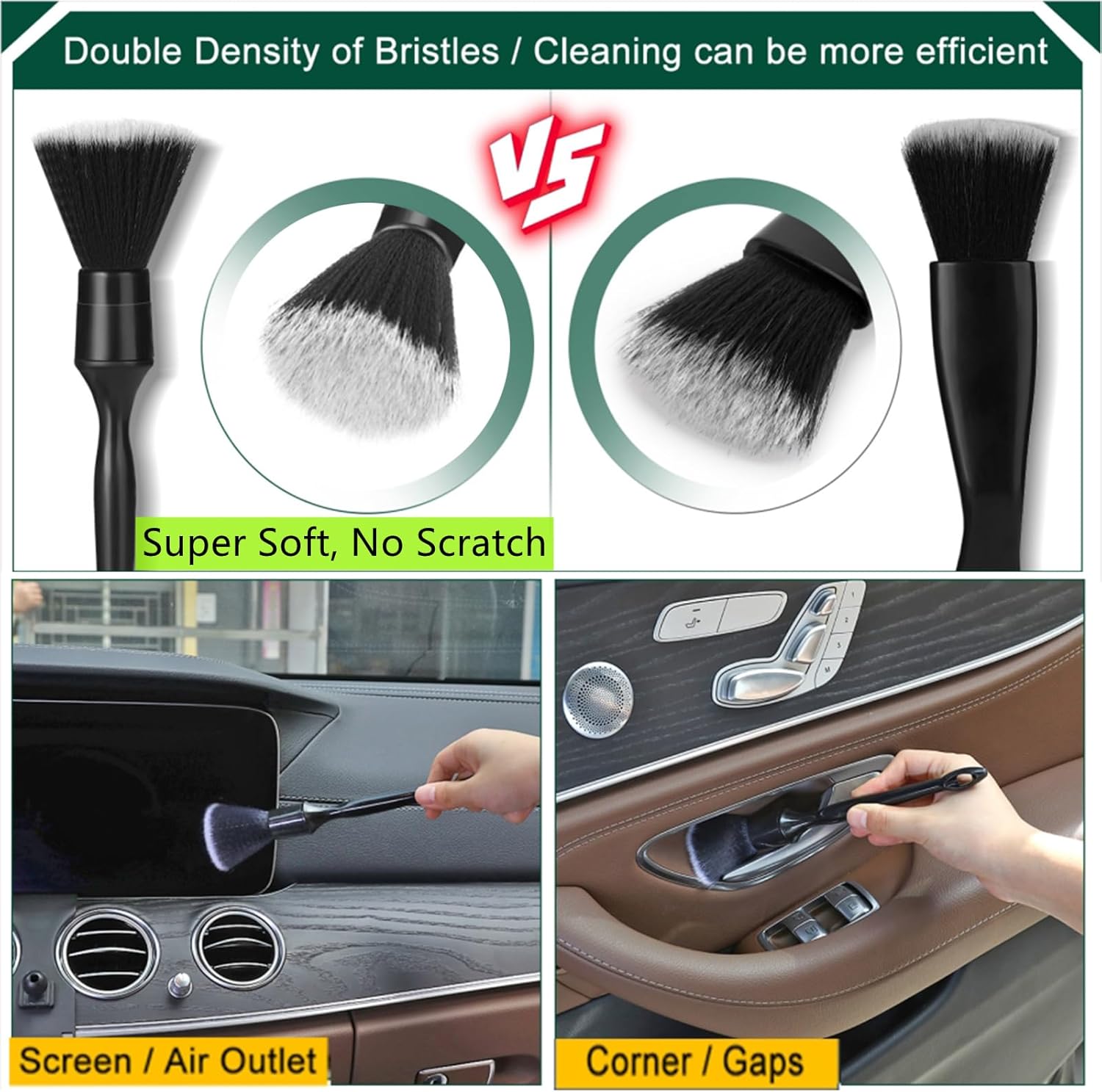 Fitosy Car Interior Duster Detail Brush Cleaning Gel Kit, Soft Dash Vent