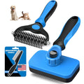 Professional 3PCS Self Cleaning Slicker Brush & Pet Grooming Rake & Flea Comb