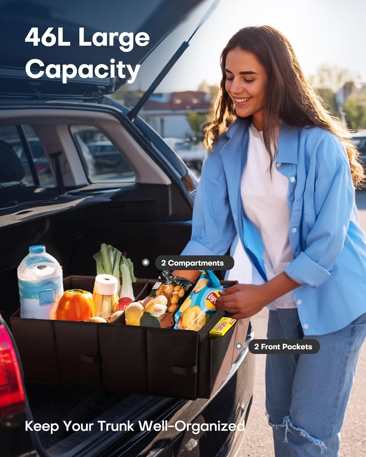 HOTOR Trunk Organizer - Car Organizer, Foldable Trunk organizer for SUVs &