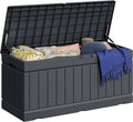 Greesum 82 Gallon Resin Deck Box, All Weather Outdoor Storage, Dark Gray