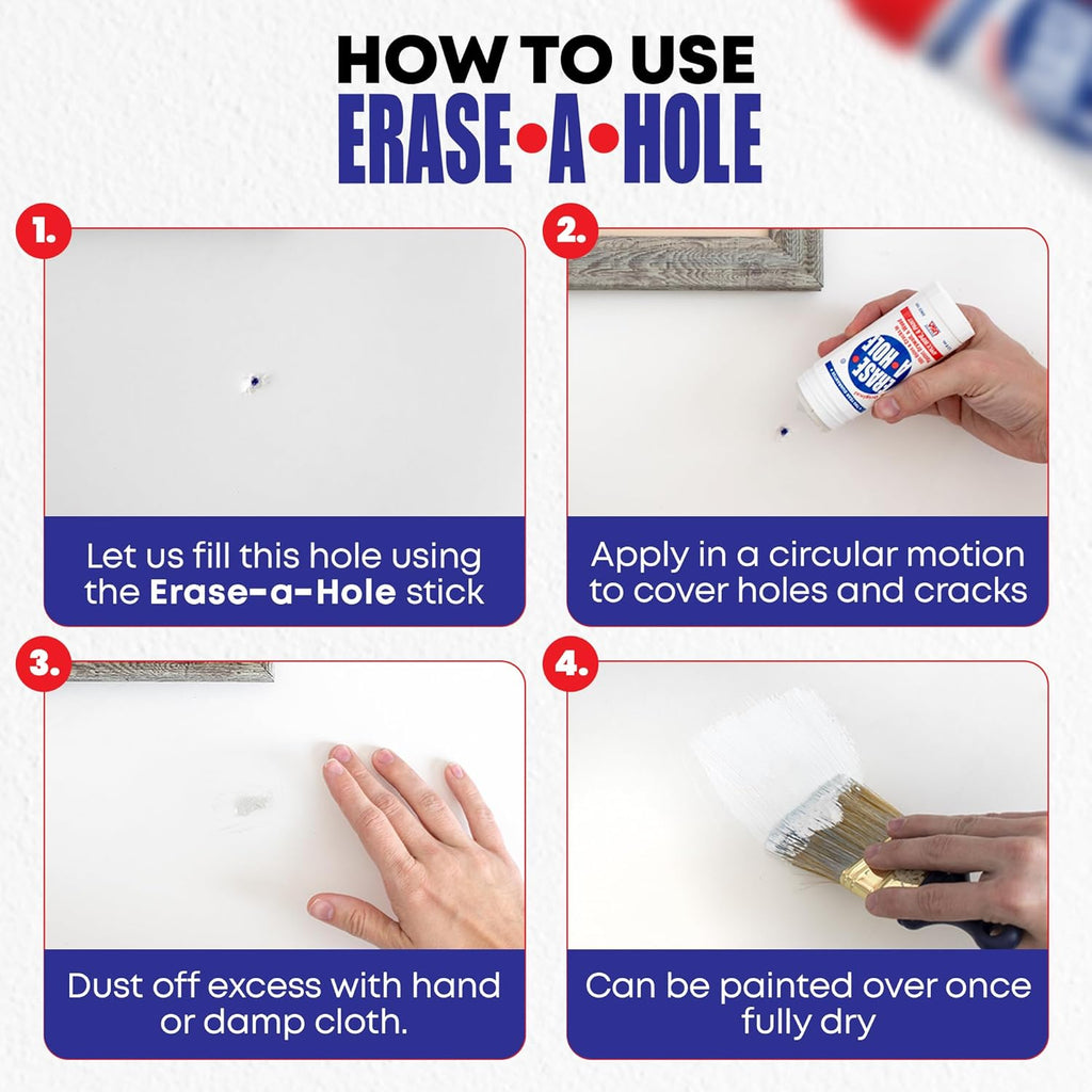 Erase-A-Hole Wall Repair Stick ‰ÛÒ Quick-Dry Nail & Screw Hole Filler for